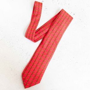 Hermes Silk Tie - Red with Belts Pattern